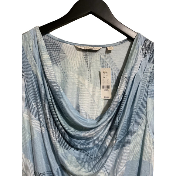 New York & Company Dress XL Blue Leaf Print Women's - Picture 2 of 5